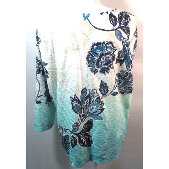 Alfred Dunner Women's Long Sleeve Multi Color Floral Print Beaded Neck Shirt L. - Picture 5 of 10